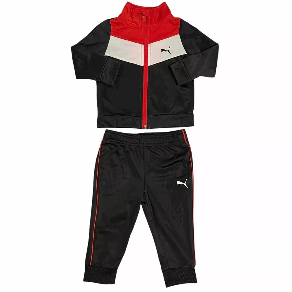 Puma‎ Baby Infant Boys Track Jacket & Joggers Outfit Set Sz 12 Months Black/ Red - Picture 11 of 13